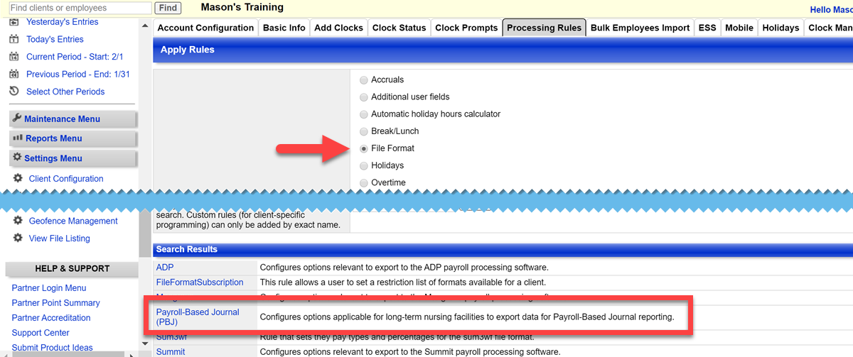 PayrollBased Journal Setup