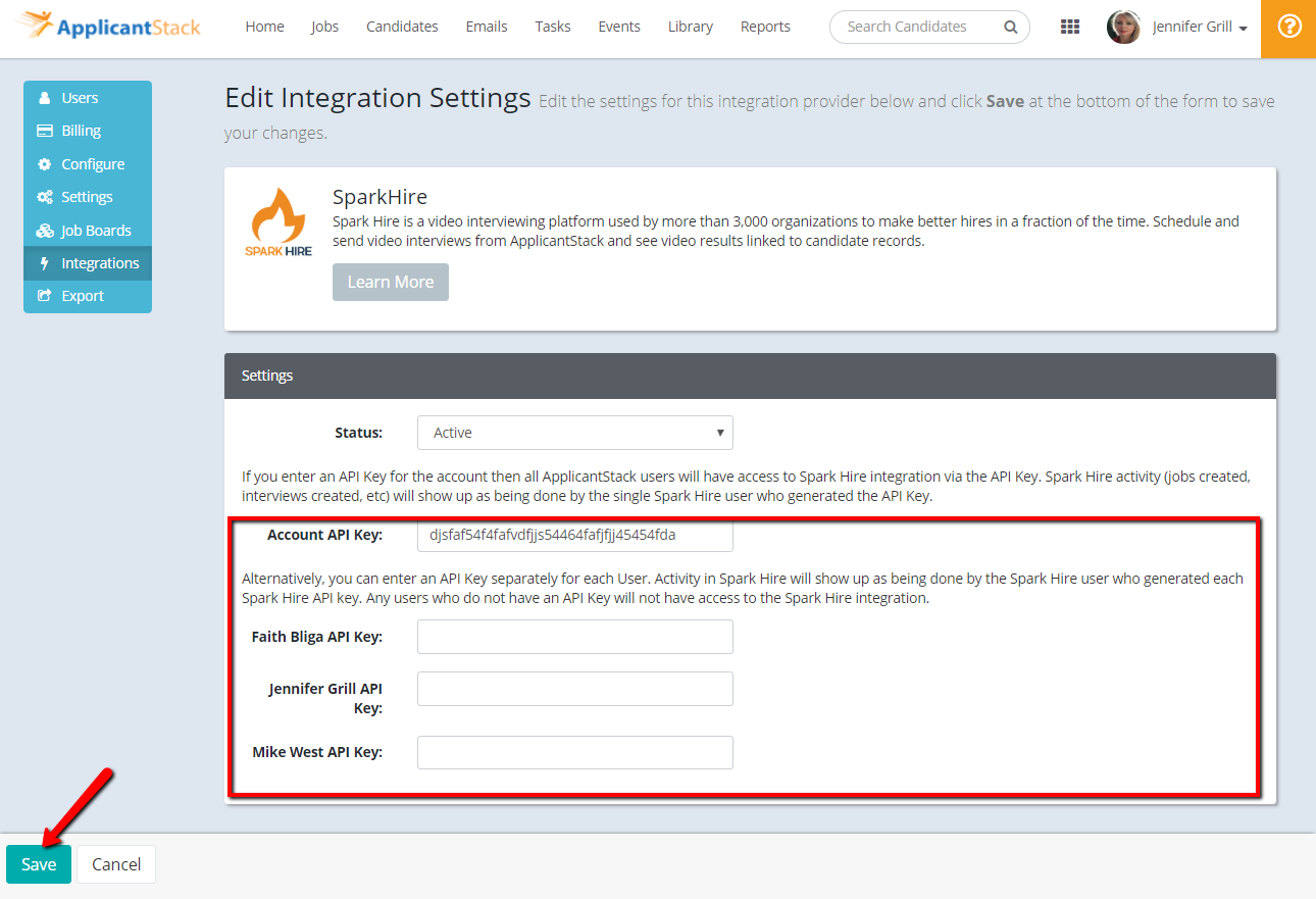 Spark Hire Integration
