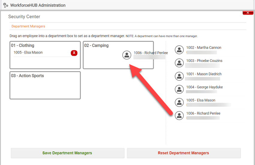 Assign Department Managers in WorkforceHub